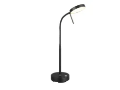 LED Akku Schreibtischlampe MORENO dimmbar mit Flexarm, Schwarz Höhe 45cm