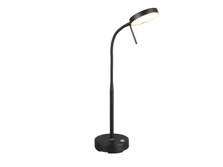 LED Akku Schreibtischlampe MORENO dimmbar mit Flexarm, Schwarz Höhe 45cm