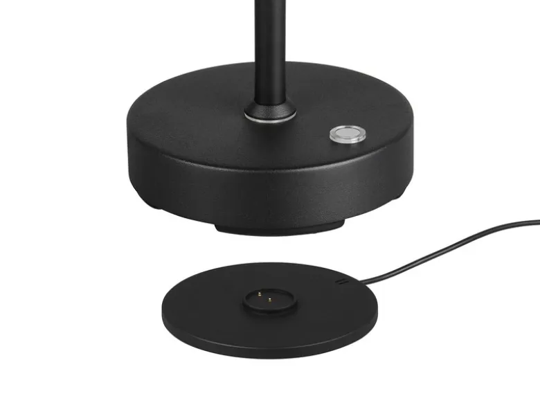 LED Akku Schreibtischlampe MORENO dimmbar mit Flexarm, Schwarz Höhe 45cm
