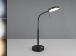 LED Akku Schreibtischlampe MORENO dimmbar mit Flexarm, Schwarz Höhe 45cm
