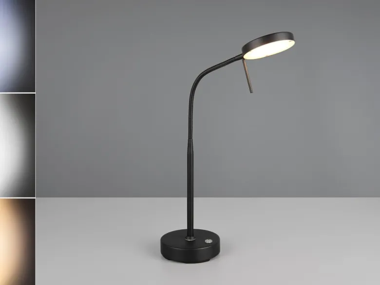 LED Akku Schreibtischlampe MORENO dimmbar mit Flexarm, Schwarz Höhe 45cm