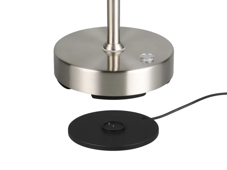 LED Akku Schreibtischlampe MORENO dimmbar mit Flexarm, Silber Höhe 45cm
