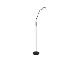 LED Akku Stehlampe MORENO dimmbar mit Flexarm, Schwarz Höhe 137cm