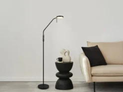 LED Akku Stehlampe MORENO dimmbar mit Flexarm, Schwarz Höhe 137cm