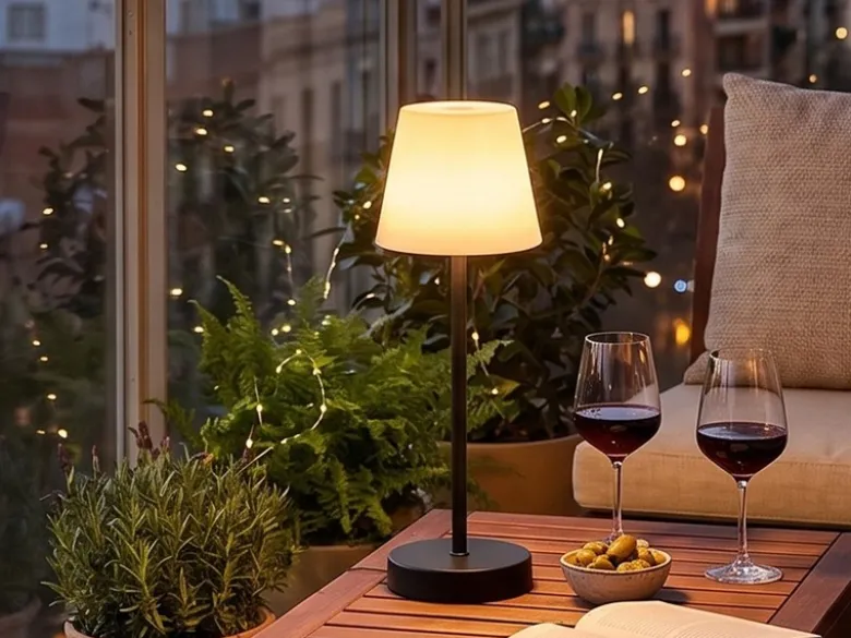 LED Akku Tischleuchte MARTINEZ für Innen & Außen, Schwarz 39cm