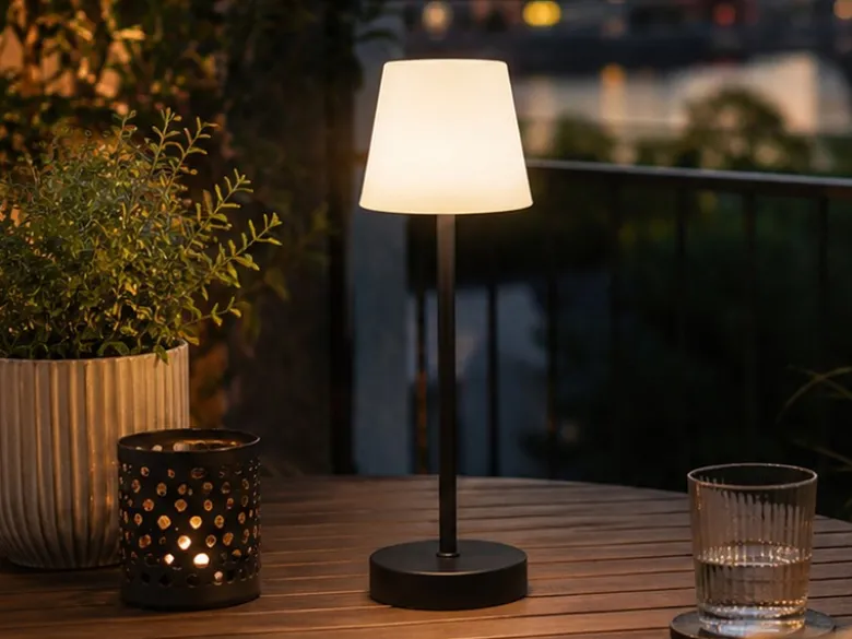LED Akku Tischleuchte MARTINEZ für Innen & Außen, Schwarz 39cm