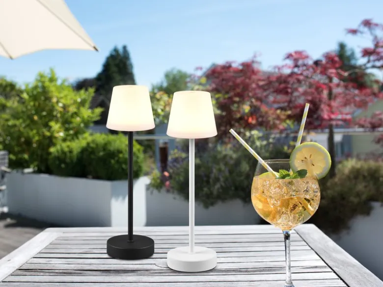 LED Akku Tischleuchte MARTINEZ für Innen & Außen, Schwarz 39cm