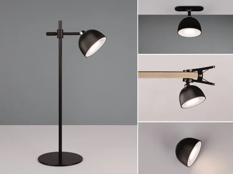 LED Akku Tischleuchte MAXIMA 3 in 1, per USB aufladbar, Schwarz max. Höhe 41cm