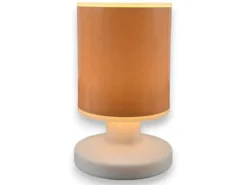 LED Akku Tischleuchte mit Schirm Pfirsichfarben, per USB aufladbar, Höhe 20cm
