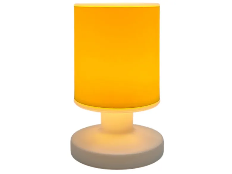 LED Akku Tischleuchte mit Schirm Sonnengelb, per USB aufladbar, Höhe 20cm