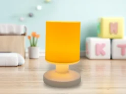 LED Akku Tischleuchte mit Schirm Sonnengelb, per USB aufladbar, Höhe 20cm