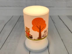 LED Akku Tischleuchte mit Waldtier Motiven per USB aufladbar, Höhe 20cm