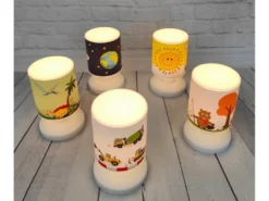 LED Akku Tischleuchte mit Weltall Motiven per USB aufladbar, Höhe 20cm