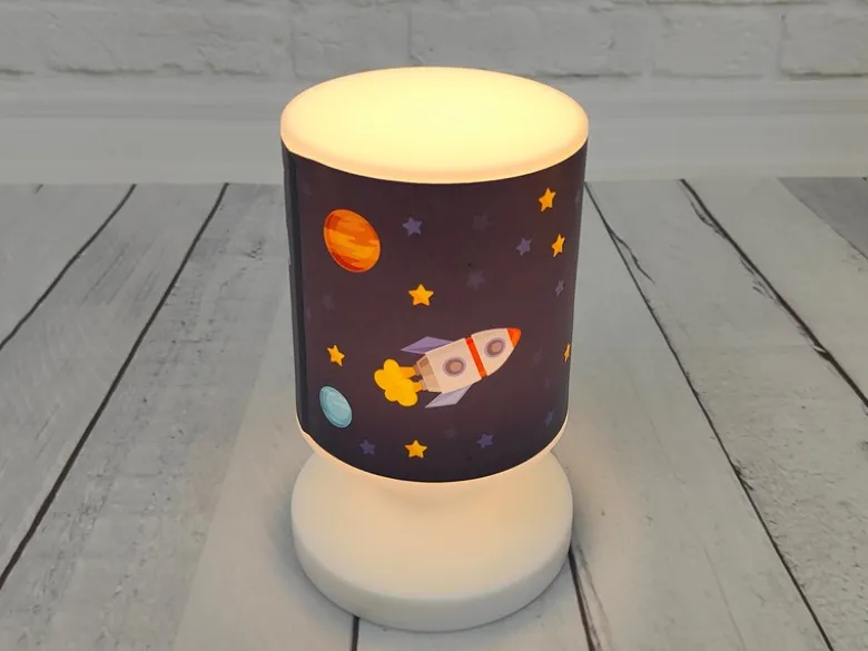 LED Akku Tischleuchte mit Weltall Motiven per USB aufladbar, Höhe 20cm