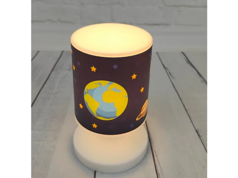 LED Akku Tischleuchte mit Weltall Motiven per USB aufladbar, Höhe 20cm