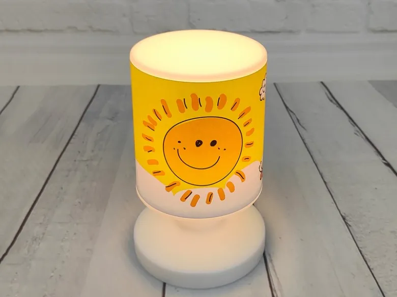 LED Akku Tischleuchte Motiv Sonne und Schmetterling per USB aufladbar, Höhe 20cm