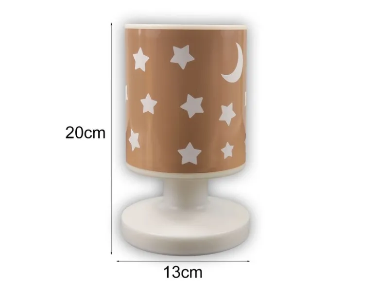 LED Akku Tischleuchte Pfirsichfarben Mond & Sterne per USB aufladbar, Höhe 20cm