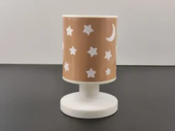 LED Akku Tischleuchte Pfirsichfarben Mond & Sterne per USB aufladbar, Höhe 20cm