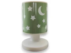 LED Akku Tischleuchte Salbeigrün mit Mond & Sternen per USB aufladbar, Höhe 20cm