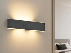 LED Akku Wandleuchte mit Fernbedienung, per USB aufladbar, Schwarz Breite 32cm
