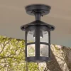 LED Außen Decken Laterne aus Alu im Landhausstil, Schwarz Höhe 23,5cm