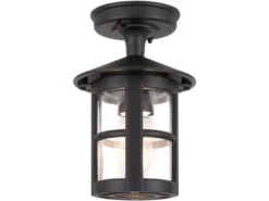 LED Außen Decken Laterne aus Alu im Landhausstil, Schwarz Höhe 23,5cm