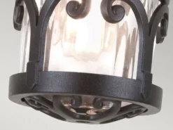 LED Außen Decken Laterne aus Alu im Landhausstil, Schwarz Höhe 26cm