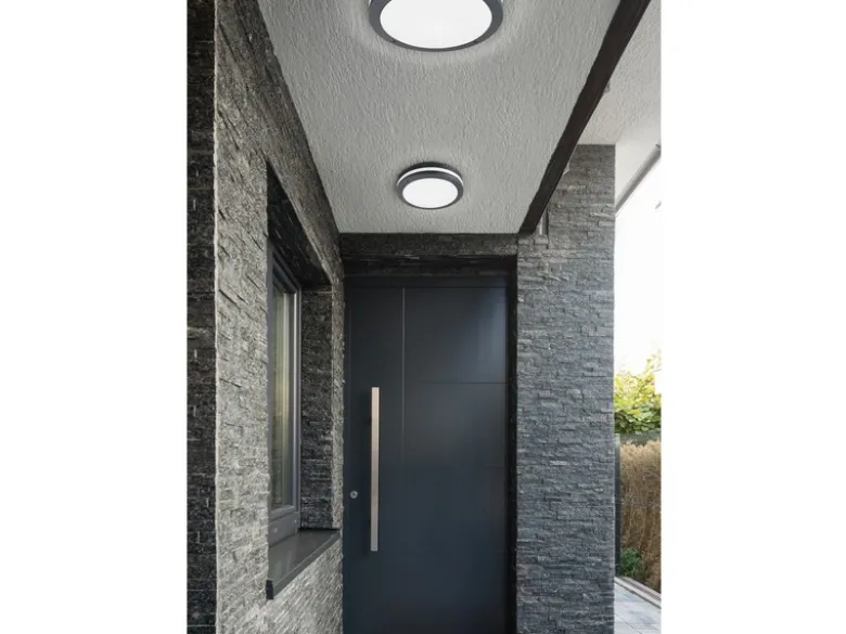 LED Außen Deckenleuchte Wandleuchte 2er SET mit Bewegungsmelder Anthrazit, Ø30cm