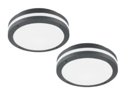 LED Außen Deckenleuchte Wandleuchte 2er SET mit Bewegungsmelder Anthrazit, Ø30cm