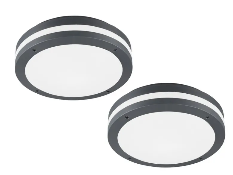 LED Außen Deckenleuchte Wandleuchte 2er SET mit Bewegungsmelder Anthrazit, Ø30cm