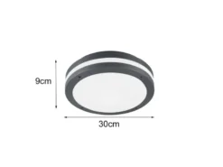LED Außen Deckenleuchte Wandleuchte 2er SET mit Bewegungsmelder Anthrazit, Ø30cm