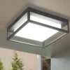 LED Außen Deckenleuchte WITHAM mit Metall Rahmen Anthrazit 30 x 30cm