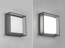 LED Außen Deckenleuchte WITHAM mit Metall Rahmen Anthrazit 30 x 30cm