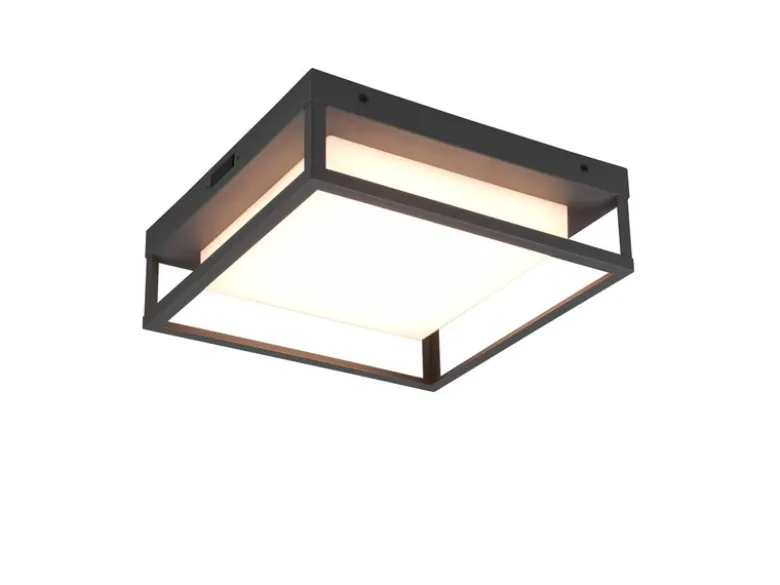 LED Außen Deckenleuchte WITHAM mit Metall Rahmen Anthrazit 30 x 30cm