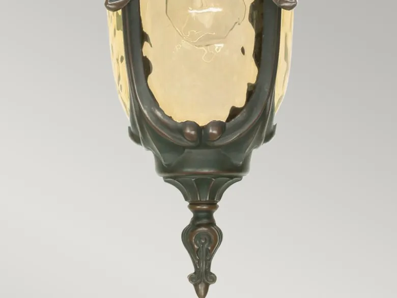 LED Außen Hängeleuchte im Jugendstil mit Amberglas, Ø19cm