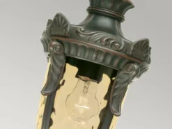 LED Außen Hängeleuchte im Jugendstil mit Amberglas, Ø19cm