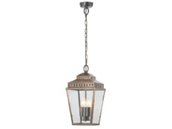 LED Außenhängeleuchte im Landhausstil, Altmessing Ø22cm