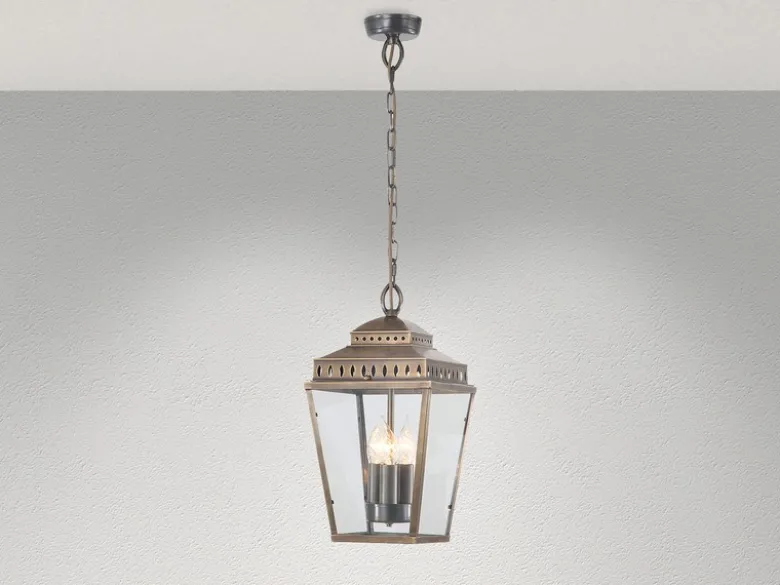LED Außenhängeleuchte im Landhausstil, Altmessing Ø22cm