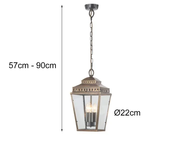 LED Außenhängeleuchte im Landhausstil, Altmessing Ø22cm