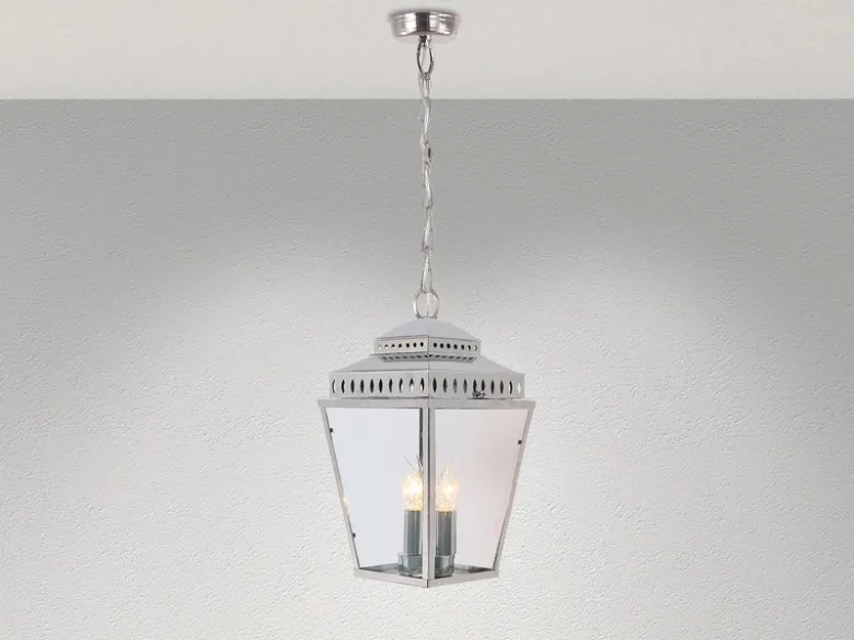 LED Außenhängeleuchte im Landhausstil, Silber Ø22cm