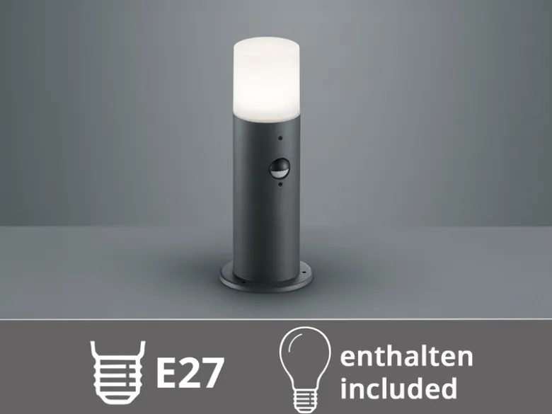 LED Außen Sockelleuchte Anthrazit mit Bewegungsmelder, Höhe 30cm
