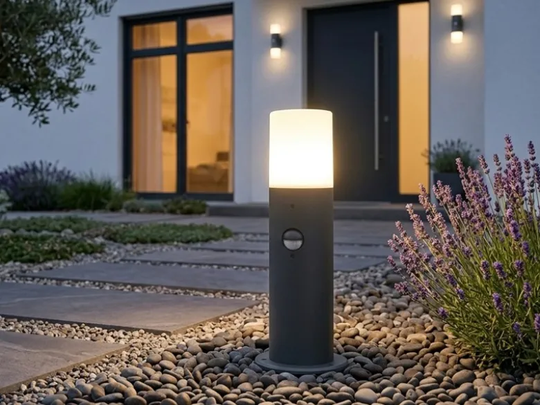 LED Außen Sockelleuchte Anthrazit mit Bewegungsmelder, Höhe 30cm