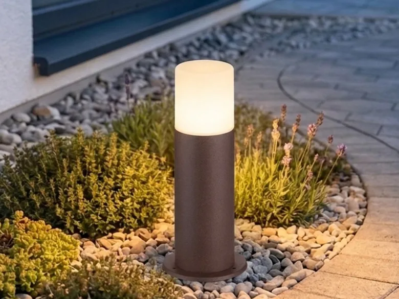 LED Außen Sockelleuchte aus Aluminium in Rostoptik E27, Höhe 30cm