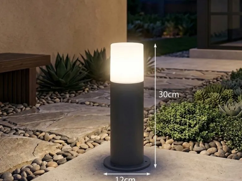 LED Außen Sockelleuchte aus Aluminium in Anthrazit E27, Höhe 30cm