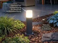 LED Außen Sockelleuchte aus Aluminium in Anthrazit E27, Höhe 30cm