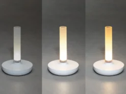 LED Außentischleuchte und Blumenvase BIARRITZ mit Akkubetrieb, Weiß Höhe 20cm