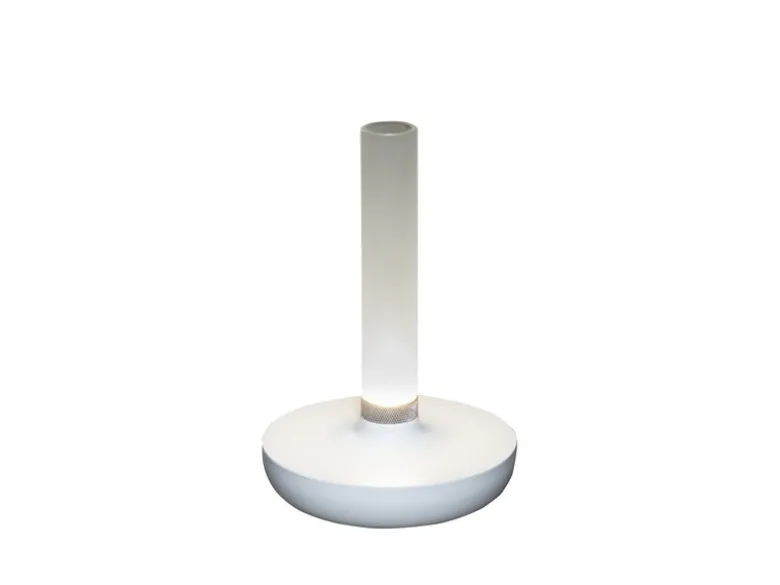 LED Außentischleuchte und Blumenvase BIARRITZ mit Akkubetrieb, Weiß Höhe 20cm