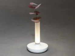 LED Außentischleuchte und Blumenvase BIARRITZ mit Akkubetrieb, Weiß Höhe 20cm
