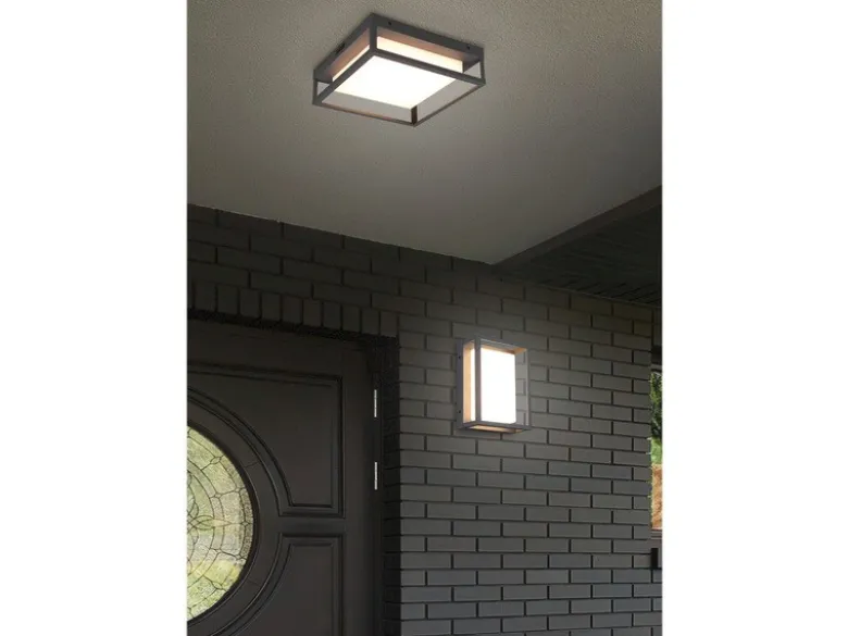 LED Außen Wand- Deckenleuchten 2er SET im Bauhaus Stil, Anthrazit, 30cm breit