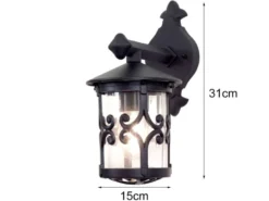 LED Außen Wandlaterne aus Alu im Landhausstil, Schwarz Höhe 31cm